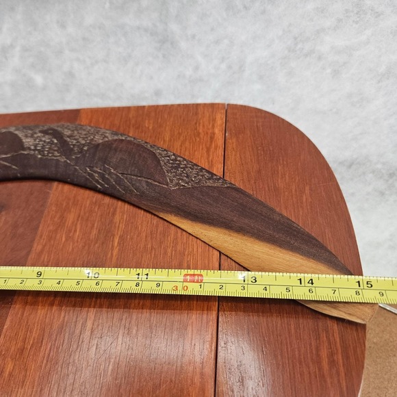 Hand Carved Wooden Boomerang Australian Aboriginal Art Decor Wall Hanging Gift - Picture 4 of 4